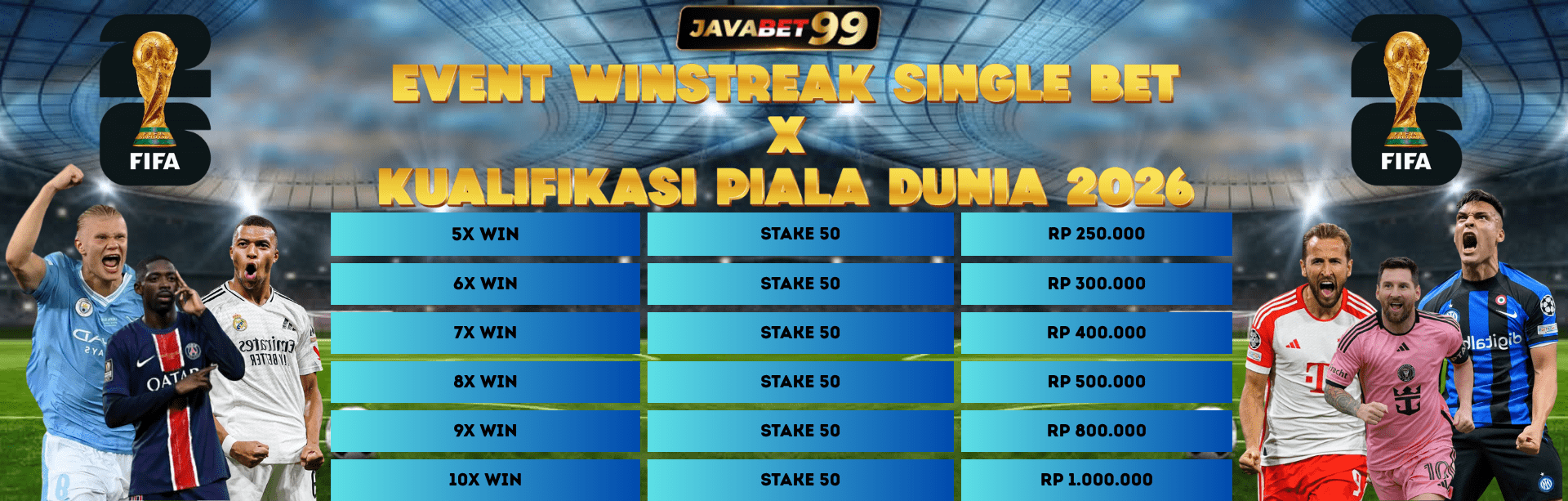 EVENT WINSTREAK SINGLE BET X KUALIFIKASI PIALA DUNIA 2026