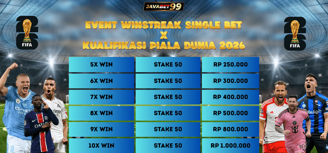 EVENT WINSTREAK SINGLE BET X KUALIFIKASI PIALA DUNIA 2026